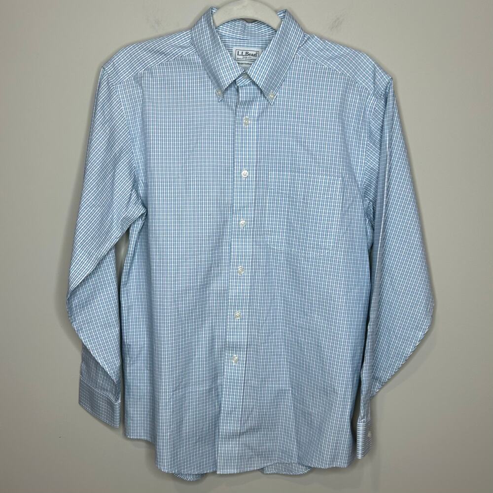 L.L. Bean Wrinkle-Free Pinpoint Oxford Cloth Shirt Traditional Fit 14.5-32